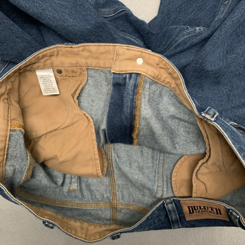 Duluth Trading Jean Men 48x32 Blue Straight Work Heavy Relaxed Fire Hose 3237-18 - Picture 5 of 10